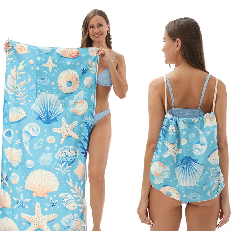 ⏰🔥LIMITED TIME 50% OFF!🔥50K+ SOLD!2-in-1 Printed Beach Towel Backpack