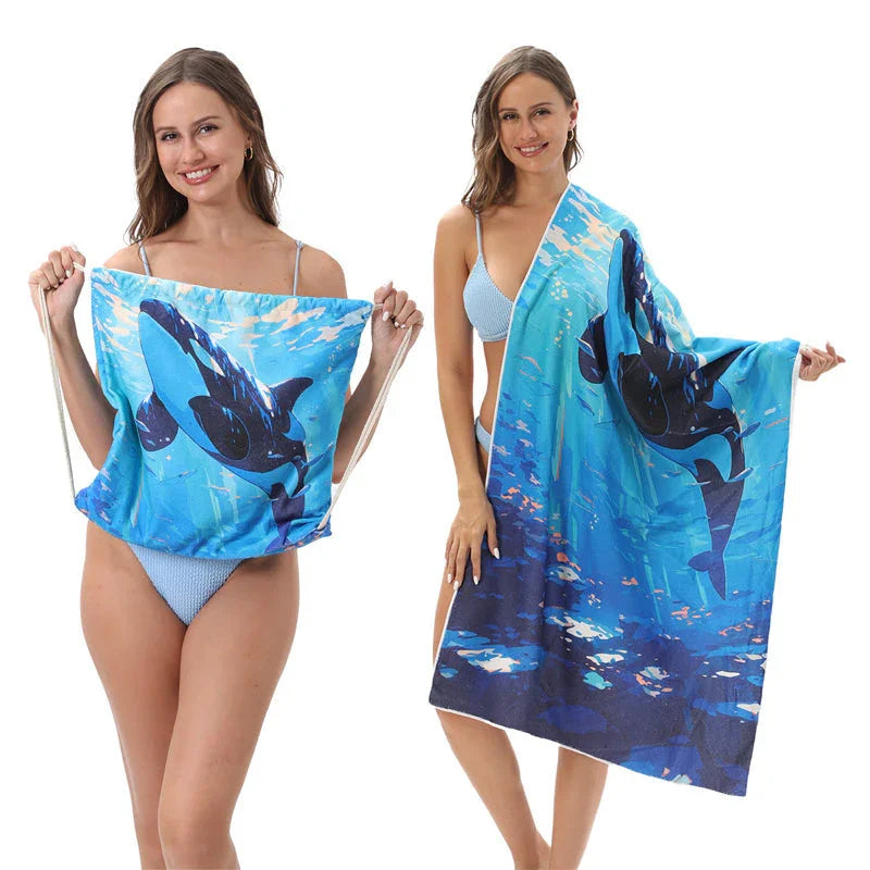 ⏰🔥LIMITED TIME 50% OFF!🔥50K+ SOLD!2-in-1 Printed Beach Towel Backpack