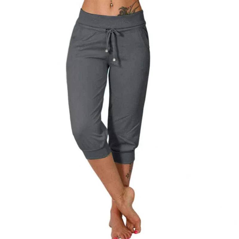 🌿🧶 Drawstring Waist Cropped Sweatpants for Lounging 🏠💤