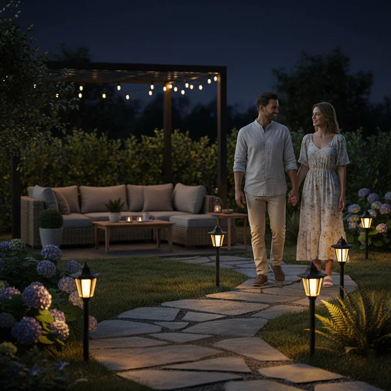 🏡 HOT SALE! ⚡ Vintage Solar-Powered Hexagonal Garden Lights – Auto On/Off, Waterproof, Retro Design, Energy Saving & Perfect for Patio Yard Pathway Decor ✨