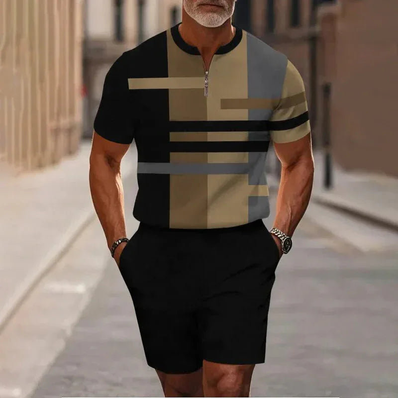 🥳2026 HOT SALE💞50K+ SOLD!✨Men's Quarter-Zip Shirt & Shorts Set