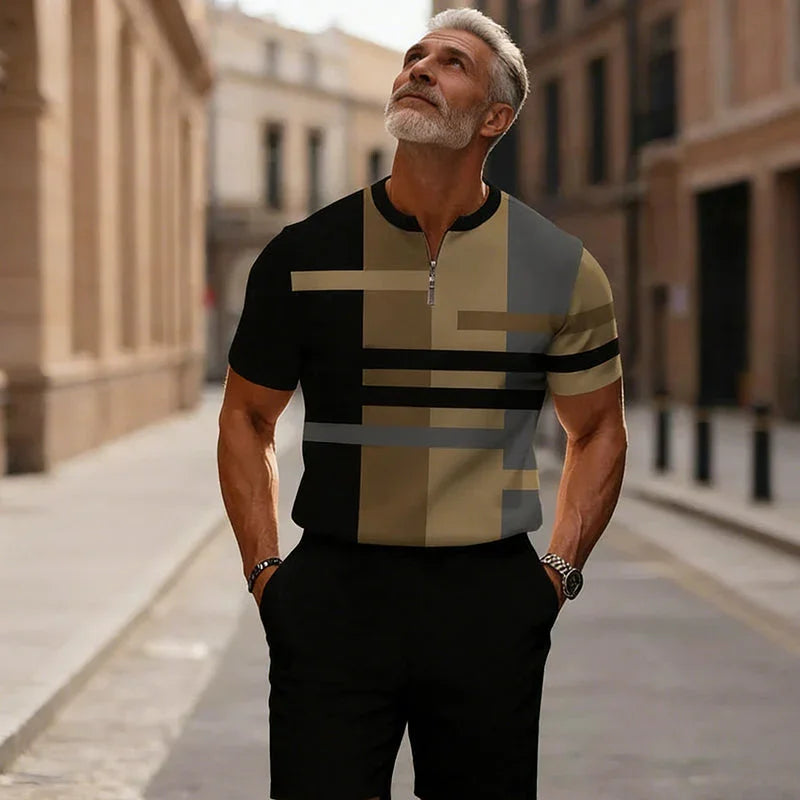 🥳2026 HOT SALE💞50K+ SOLD!✨Men's Quarter-Zip Shirt & Shorts Set