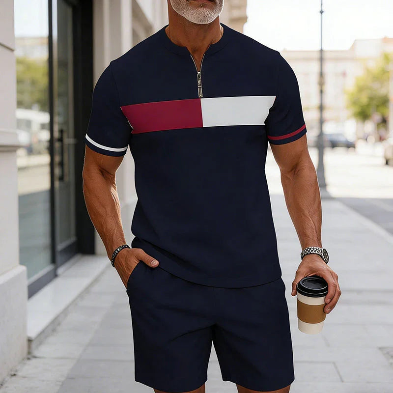 🥳2026 HOT SALE💞50K+ SOLD!✨Men's Quarter-Zip Shirt & Shorts Set