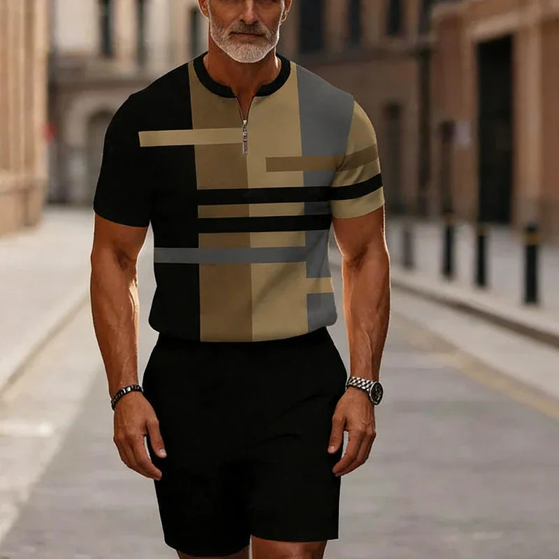 🥳2026 HOT SALE💞50K+ SOLD!✨Men's Quarter-Zip Shirt & Shorts Set