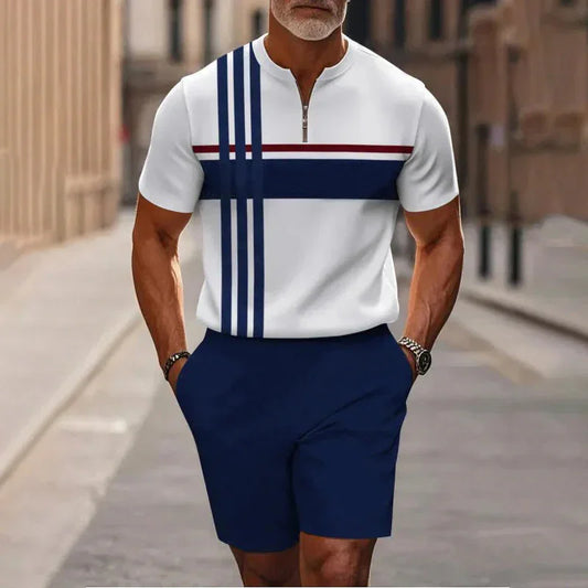 🥳2026 HOT SALE💞50K+ SOLD!✨Men's Quarter-Zip Shirt & Shorts Set