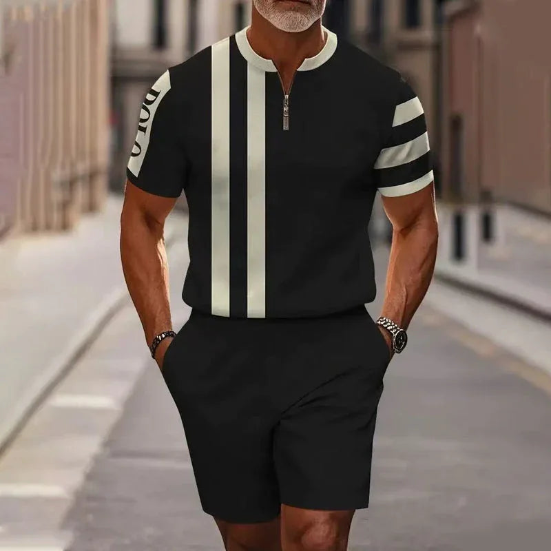🥳2026 HOT SALE💞50K+ SOLD!✨Men's Quarter-Zip Shirt & Shorts Set