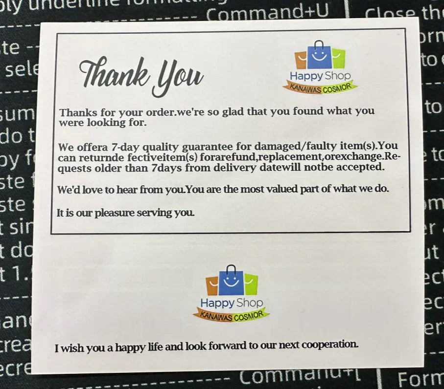7-Day After-Sales Service Card