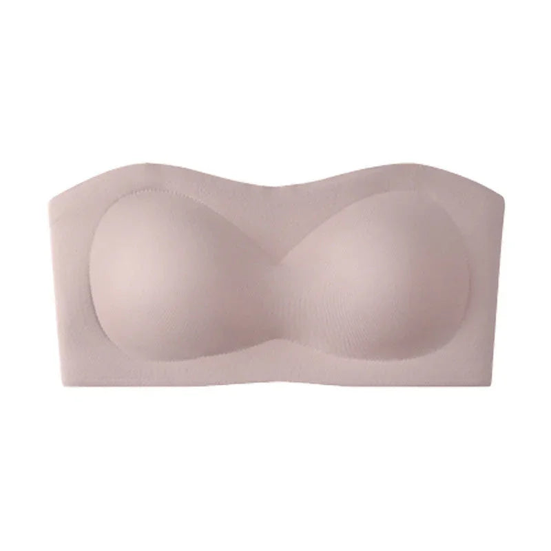 ⛱️Last Day Special Price ＄16.99!!💞Womens Strapless Bras Push Up Bandeau Bra Non Slip Wireless Supportive Padded Bras Seamless Comfortable Tube Jelly Bra