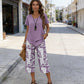 🥳SUMMER HOT SALE🥳💞50K+ SOLD!💥50% OFF! 🔥Casual Round Neck Layered Tunic Top and Wide Leg Pants Set