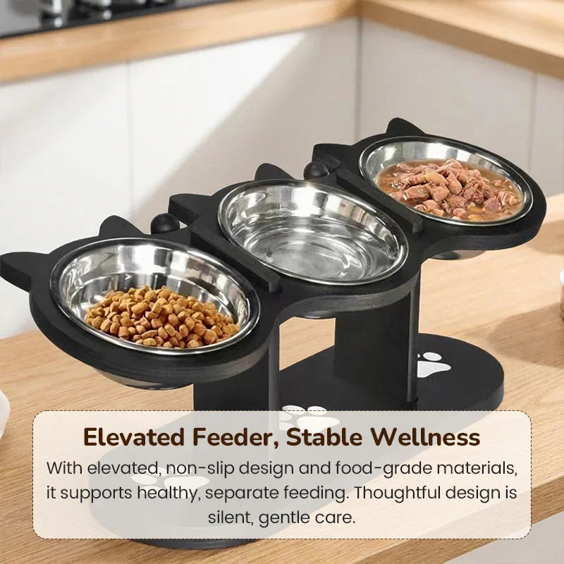 ⏳Time-Limited Special🐾 Anti-Slip Elevated 3-Bowl Pet Feeder! 🍲🐶🐱