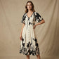 👗50% OFF NOW!🌸Women's Botanical Print Midi Dress – V-Neck, A-Line & Flutter Sleeves🌿