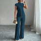 👗 50% OFF NOW! 🌸 Elegant Mock Neck Top & Wide-Leg Pants 2-Piece Set – Ribbed Texture, Flowing Silhouette & Versatile Style ✨