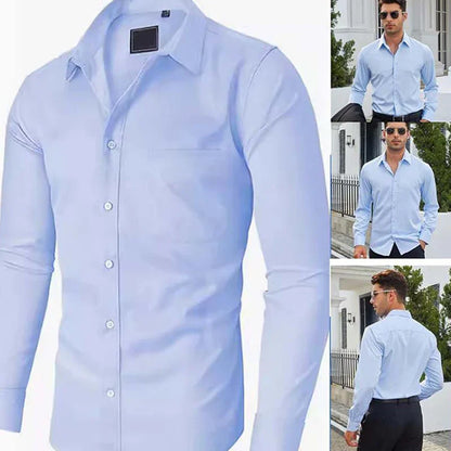 👔 50% OFF NOW!✨ Solid-Color Long-Sleeve Shirt – Wrinkle-Resistant Cotton Blend & Classic Fit – Professional Business Dress Shirt for Men 🌿