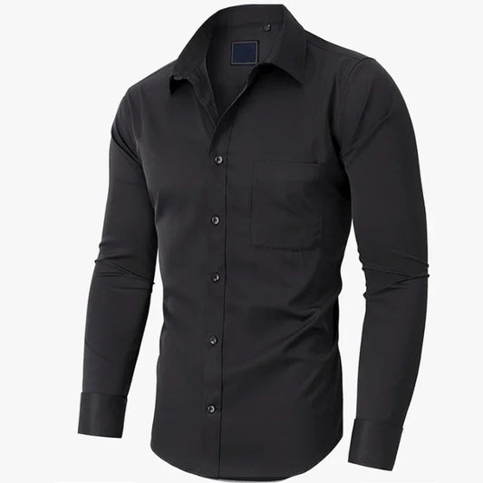 👔 50% OFF NOW!✨ Solid-Color Long-Sleeve Shirt – Wrinkle-Resistant Cotton Blend & Classic Fit – Professional Business Dress Shirt for Men 🌿