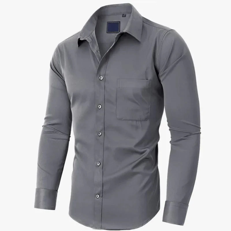 👔 50% OFF NOW!✨ Solid-Color Long-Sleeve Shirt – Wrinkle-Resistant Cotton Blend & Classic Fit – Professional Business Dress Shirt for Men 🌿