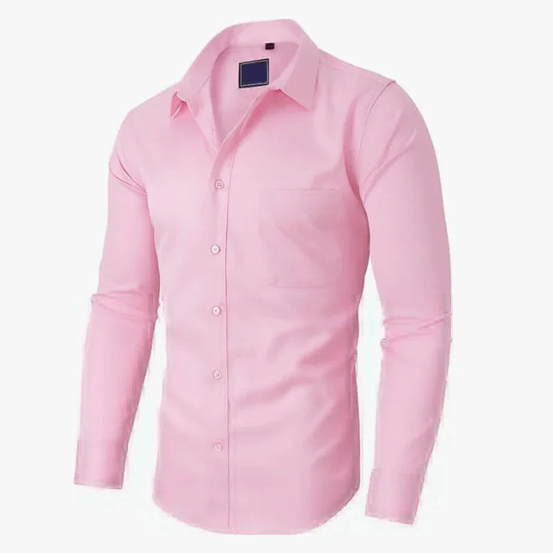 👔 50% OFF NOW!✨ Solid-Color Long-Sleeve Shirt – Wrinkle-Resistant Cotton Blend & Classic Fit – Professional Business Dress Shirt for Men 🌿