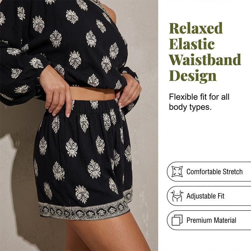🌴50% OFF NOW!👙 Bohemian Off-Shoulder Jumpsuit Set – Vintage Print & Pockets – Relaxed Vacation Romper 📸