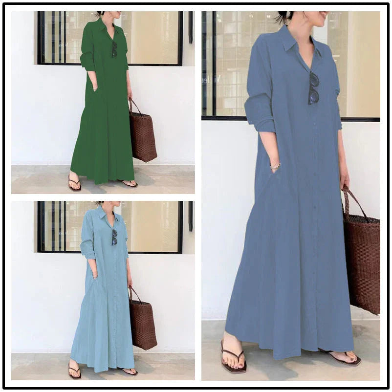 🥳2026 HOT SALE 50% OFF! 🥳💞50K+ SOLD!🌸Long-Solid, Simple and Long-Coloured Sleeve Dress