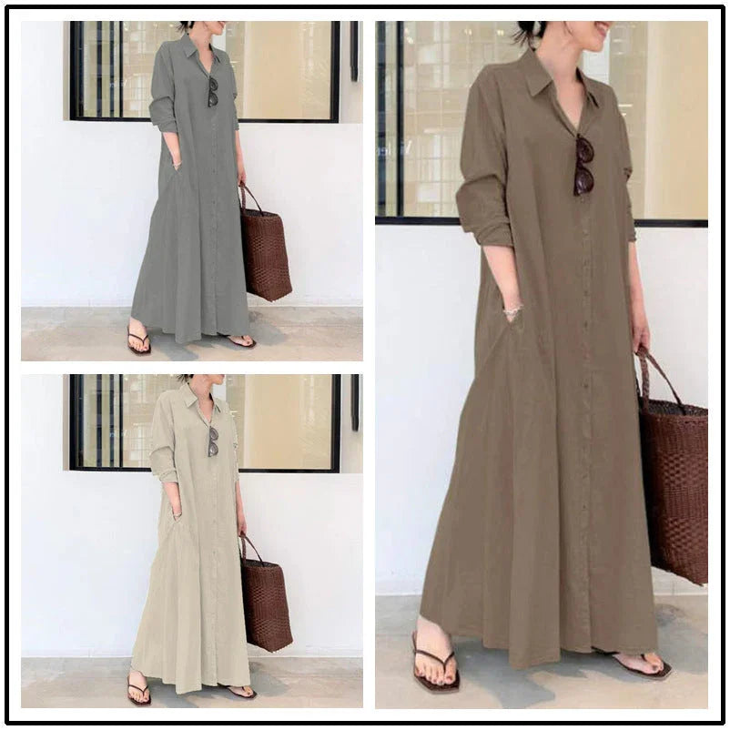 🥳2026 HOT SALE 50% OFF! 🥳💞50K+ SOLD!🌸Long-Solid, Simple and Long-Coloured Sleeve Dress