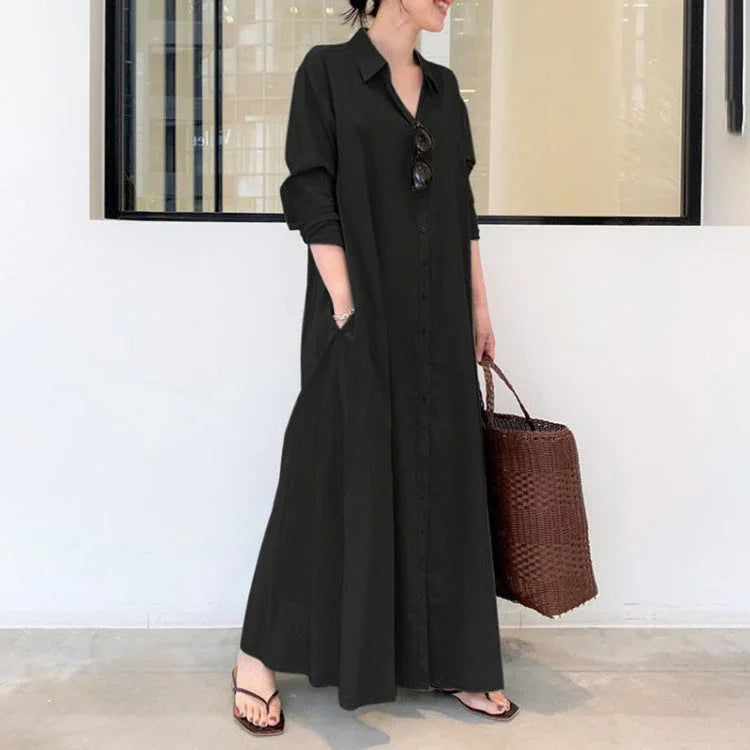 🥳2026 HOT SALE 50% OFF! 🥳💞50K+ SOLD!🌸Long-Solid, Simple and Long-Coloured Sleeve Dress