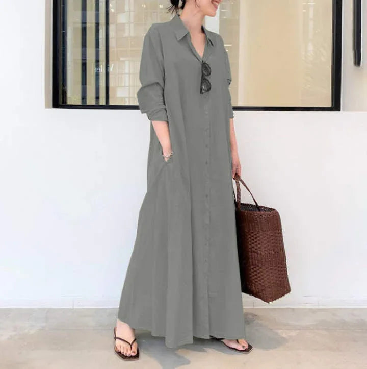 🥳2026 HOT SALE 50% OFF! 🥳💞50K+ SOLD!🌸Long-Solid, Simple and Long-Coloured Sleeve Dress
