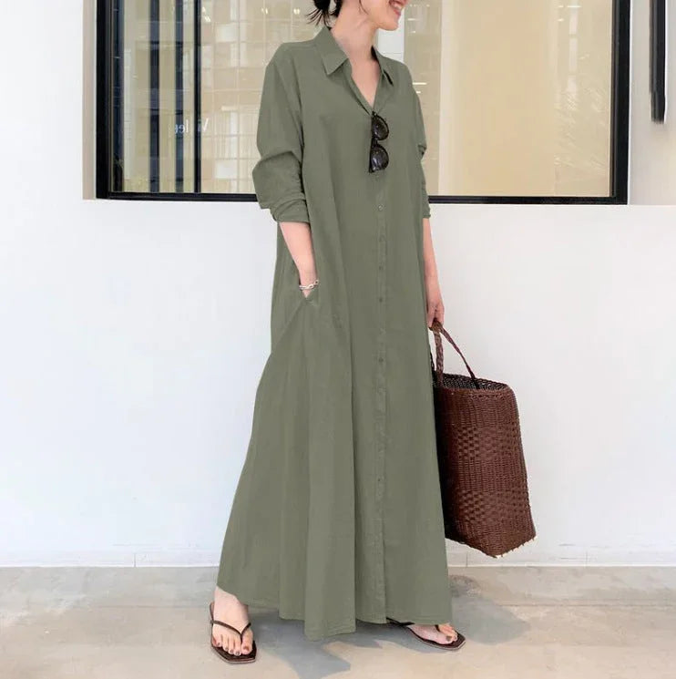 🥳2026 HOT SALE 50% OFF! 🥳💞50K+ SOLD!🌸Long-Solid, Simple and Long-Coloured Sleeve Dress