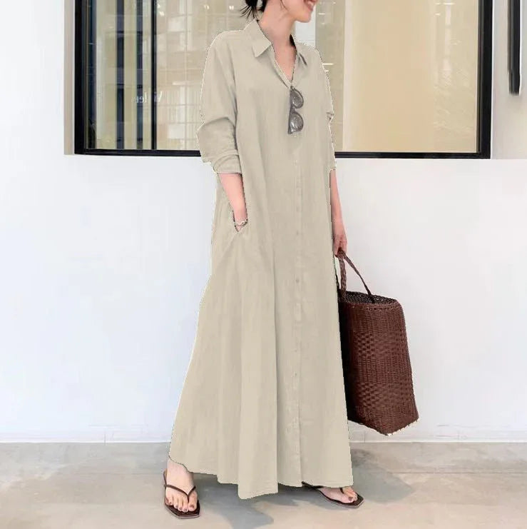 🥳2026 HOT SALE 50% OFF! 🥳💞50K+ SOLD!🌸Long-Solid, Simple and Long-Coloured Sleeve Dress