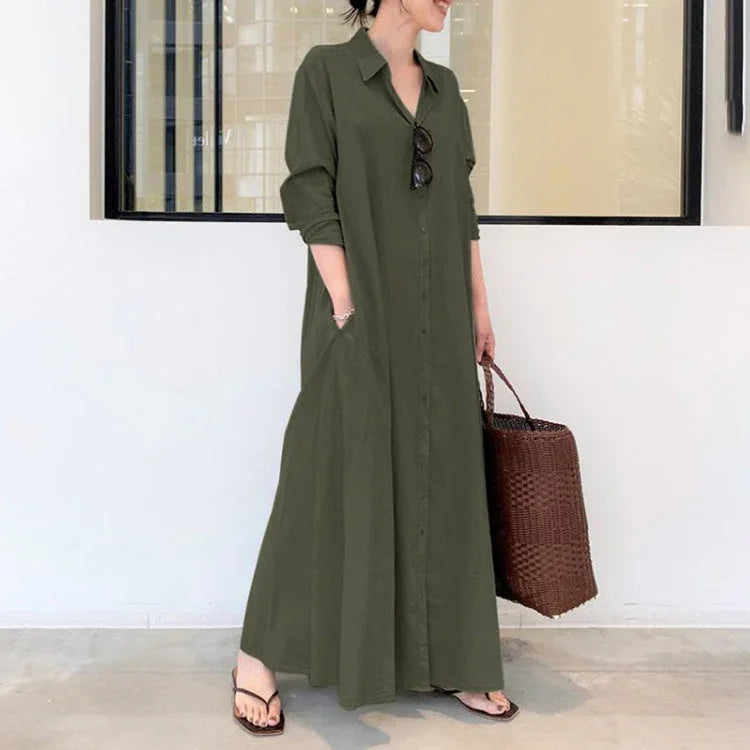 🥳2026 HOT SALE 50% OFF! 🥳💞50K+ SOLD!🌸Long-Solid, Simple and Long-Coloured Sleeve Dress