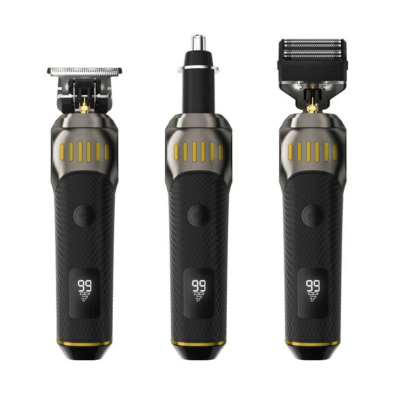 ⏳LIMITED TIME: 50% OFF! 🏆Luxe 3-in-1 Professional Men’s Grooming Set – T-Blade Trimmer, Foil Shaver & Nose Trimmer – With LED Display & USB Rechargeable