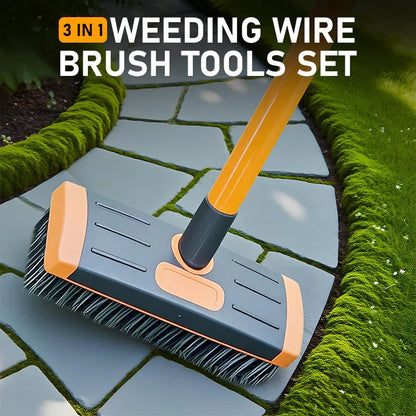🌿40% OFF NOW!🧹 3-in-1 Weeding Wire Brush Tools Set – Durable Steel Brushes, Ergonomic Handle & Perfect for Patios, Driveways & Garden Paths 🏡