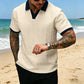 👕 50% OFF NOW! ✨ Men's Casual Textured Top – Contrast Collar & Knit Fabric – Versatile & Easy Care 🎩