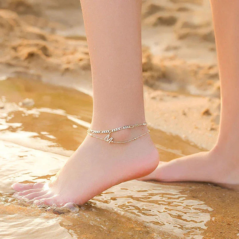 👣 LIMITED TIME 50% OFF! ✨ Layered Gold Ankle Bracelet for Women – Rhinestone, Adjustable, Beach Jewelry 🏖️