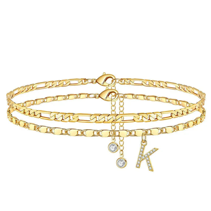 👣 LIMITED TIME 50% OFF! ✨ Layered Gold Ankle Bracelet for Women – Rhinestone, Adjustable, Beach Jewelry 🏖️