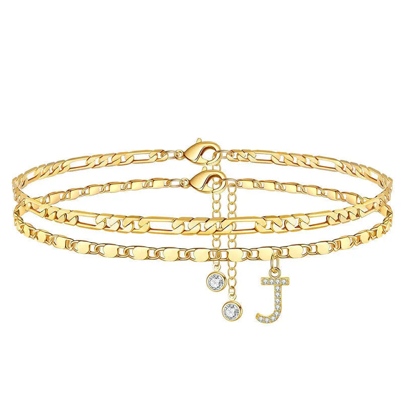 👣 LIMITED TIME 50% OFF! ✨ Layered Gold Ankle Bracelet for Women – Rhinestone, Adjustable, Beach Jewelry 🏖️
