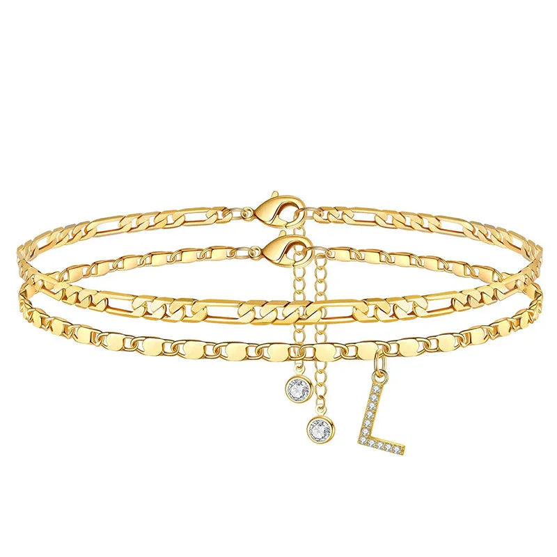 👣 LIMITED TIME 50% OFF! ✨ Layered Gold Ankle Bracelet for Women – Rhinestone, Adjustable, Beach Jewelry 🏖️