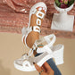 👡 50% OFF NOW! ✨ Women's Chunky Heel T-Strap Sandals – Elastic Slingback, Cushioned Platform & Metallic T-Strap – Day to Night Comfort 💃
