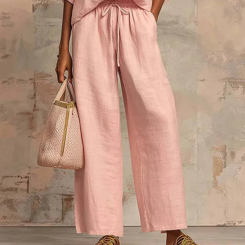 👚 LIMITED-TIME 50% OFF! 👖 Women's Solid Color 2-Piece Tracksuit – Puff Sleeve, Wide Leg, Zipper Detail ✨