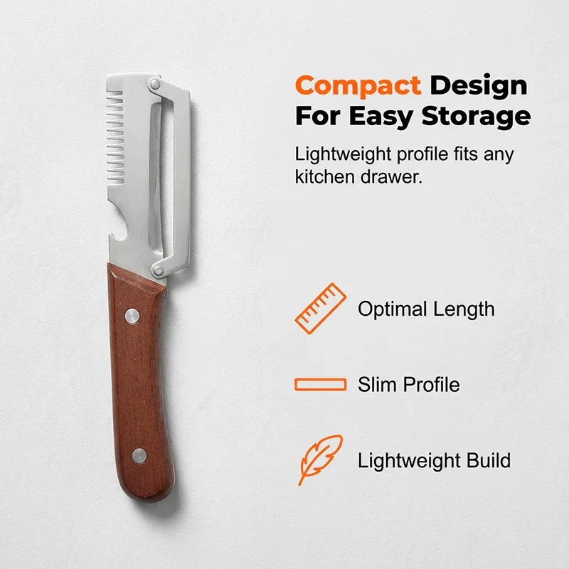 ⏰🔥LIMITED TIME 50% OFF!🔥50K+ SOLD!3-in-1 Scallion Shredder & Peeler – Stainless Steel, Multi-Tool, Wood Handle ✨