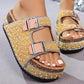 ⏳Time-Limited Special⏰Double Buckle Cork Slide Sandals – Sparkling, Comfy & Effortlessly Chic – Perfect for Summer & Beach ✨