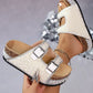 ⏳Time-Limited Special⏰Double Buckle Cork Slide Sandals – Sparkling, Comfy & Effortlessly Chic – Perfect for Summer & Beach ✨