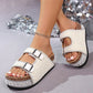 ⏳Time-Limited Special⏰Double Buckle Cork Slide Sandals – Sparkling, Comfy & Effortlessly Chic – Perfect for Summer & Beach ✨