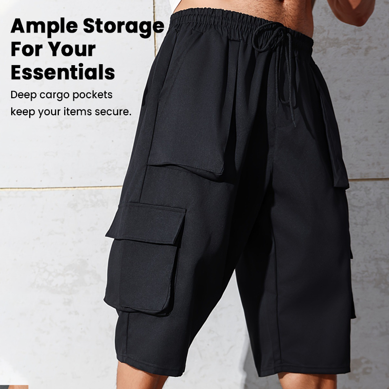 🩳 50% OFF NOW! 🔧Men's Casual Cargo Capri Shorts – Large Pockets & Wide-Leg Fit 🌲