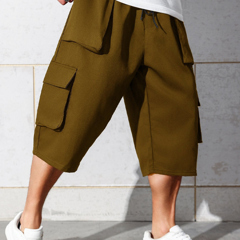 🩳 50% OFF NOW! 🔧Men's Casual Cargo Capri Shorts – Large Pockets & Wide-Leg Fit 🌲