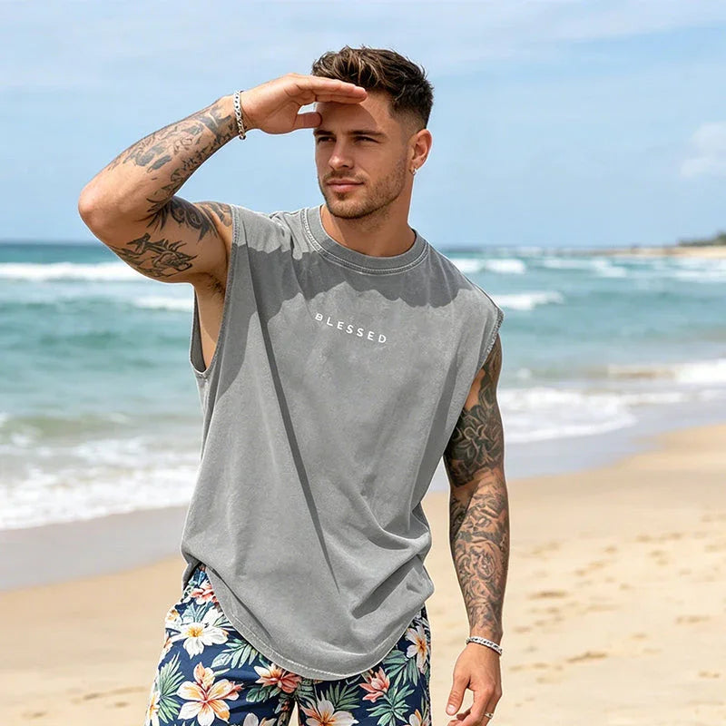 🏋️ 50% OFF NOW! 💪 Vintage Wash Loose Fit Gym Muscle Tee – Breathable & Stylish ✨