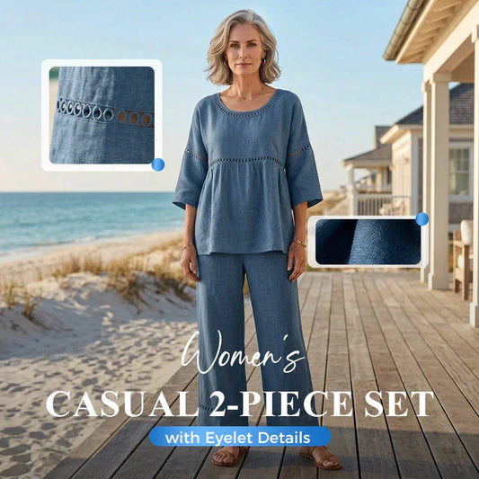 🥳2026 HOT SALE🥳💞50K+ SOLD!Women's Casual 2-Piece Set with Eyelet Details