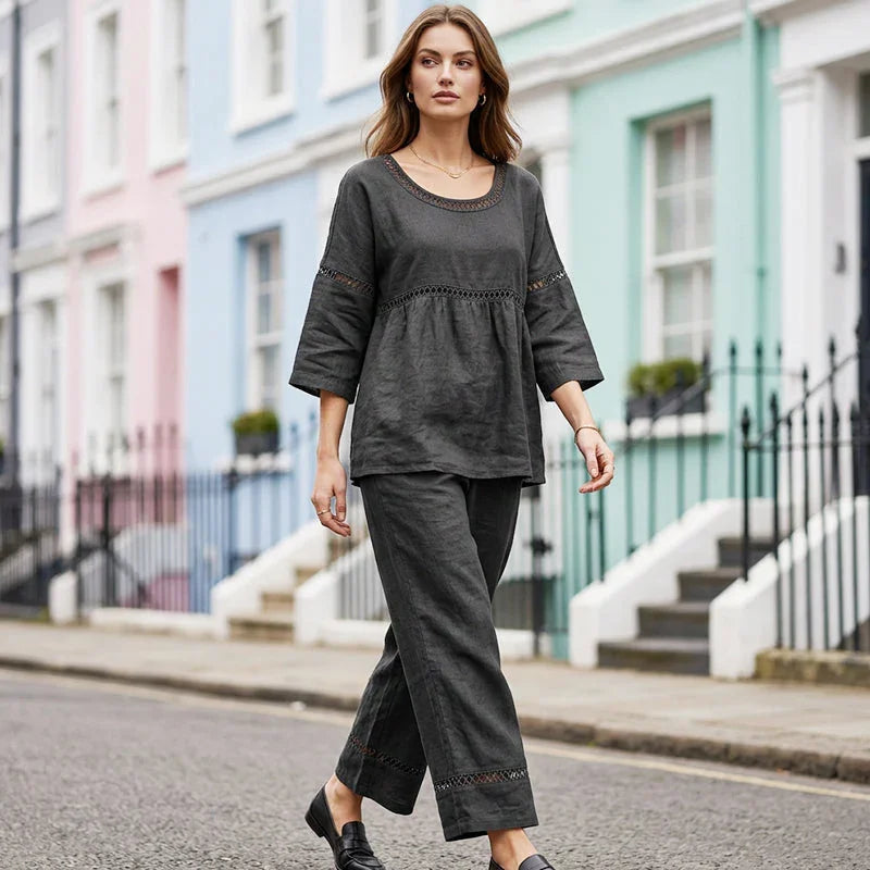 🥳2026 HOT SALE🥳💞50K+ SOLD!Women's Casual 2-Piece Set with Eyelet Details