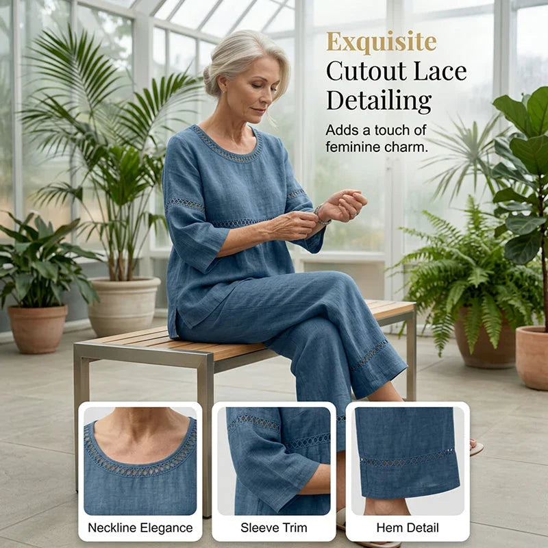 🥳2026 HOT SALE🥳💞50K+ SOLD!Women's Casual 2-Piece Set with Eyelet Details