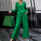 ✨ NEW! Women's V-Neck Lounge Set with Wide-Leg Pants