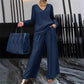 ✨ NEW! Women's V-Neck Lounge Set with Wide-Leg Pants