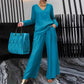 ✨ NEW! Women's V-Neck Lounge Set with Wide-Leg Pants